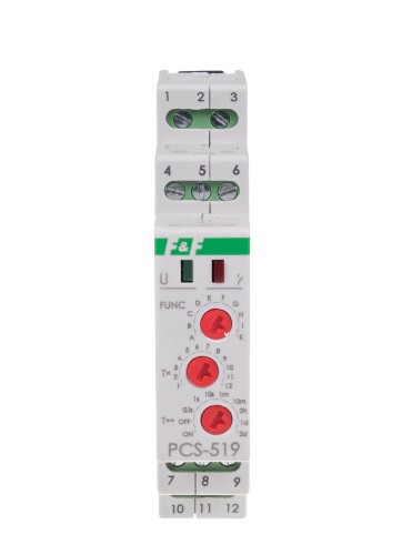Przekaźnik czasowy 10-funkcji, styki 2NO/NC Uniwersalny 24V lub 230V PCS-519 DUO PCS-519DUO F&F
