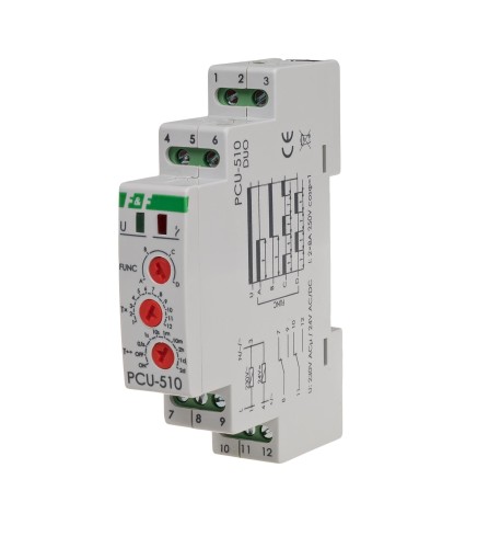 Przekaźnik czasowy, styk: 2xNO/NC 230V PCU-510DUO F&F