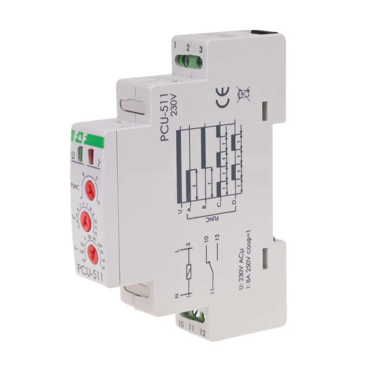 Przekaźnik czasowy, styk 1NO/NC, 230V PCU-511 F&F