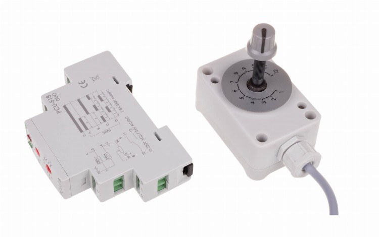 Przekaźnik czasowy z zewnnetrznym potencjometrem nastawy czasu, styk: 1NO/NC, U=230 i 24V PCU-518DUO F&F