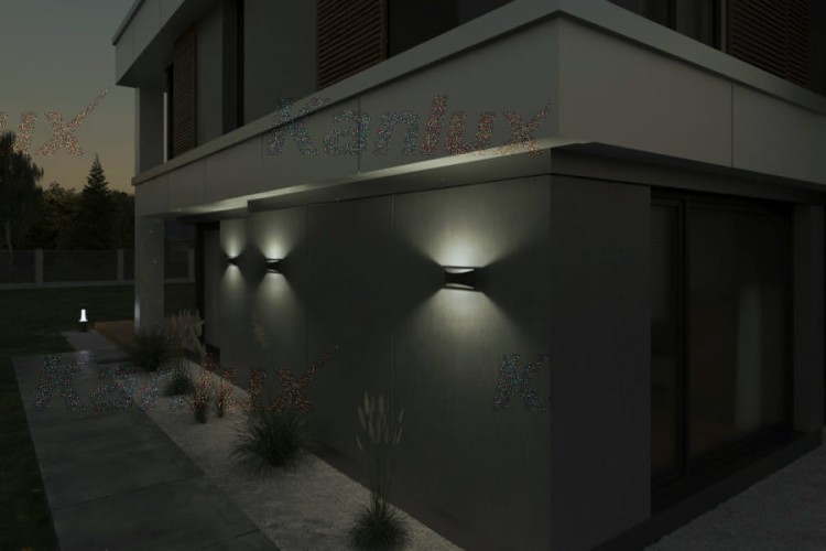 Lampa ogrodowa elewacyjna Kinkiet Zewnętrzny Nowoczesny BISO LED EL 8W-GR 29260 Kanlux IP54 aluminium metalowa oprawa na budynek dwustronna oświetlenie zewnętrzne szara szary grafitowy
