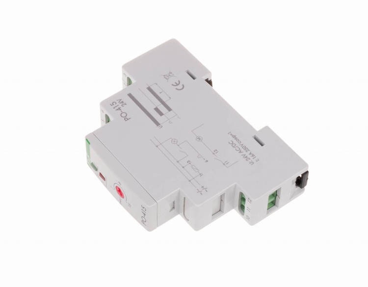 Przekaźnik czasowy z opóźnionym odpadaniem, montaż na szynie DIN, 24V T=1-60s. PO-415-24V F&F