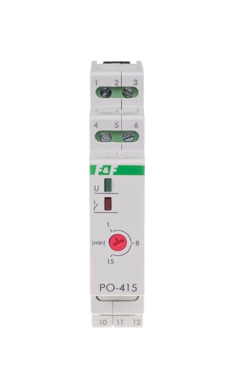 Przekaźnik czasowy z opóźnionym odpadaniem, montaż na szynie DIN, 24V PO-415-24V-1-60S F&F