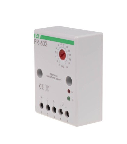 Przekaźnik priorytetowy, zakres regulacji 2÷15A, montaż natablicowy,230V PR-602 F&F
