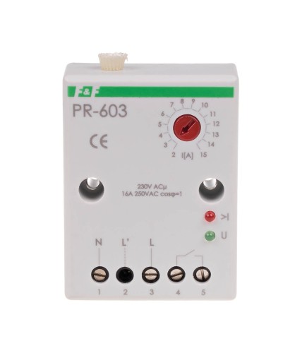 Przekaźnik priorytetowy, zakres regulacji 2÷15A, montaz na szynie DIN PR-603 F&F