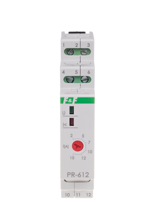 Przekaźnik priorytetowy, montaż na szynie DIN, 230V U=2÷15A styk: 1NO/NC PR-612 F&F