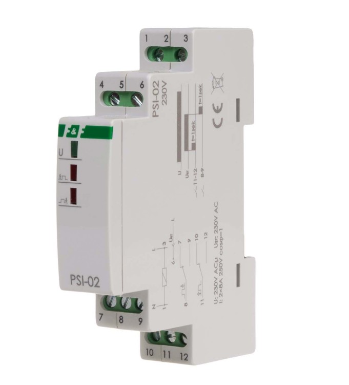 Przetwornik sygnału "ciągły na impuls" PSI-02 230V montaż na szynie DIN PSI-02-230V F&F