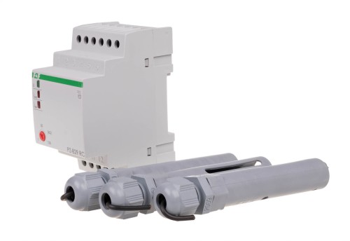 Przekaźnik kontroli poziomu cieczy dwu stanowy z regulacją czułości sond PZ-829 RC, montaż na szynie DIN, styk: 2x1NO/NC 230V PZ-829RC F&F