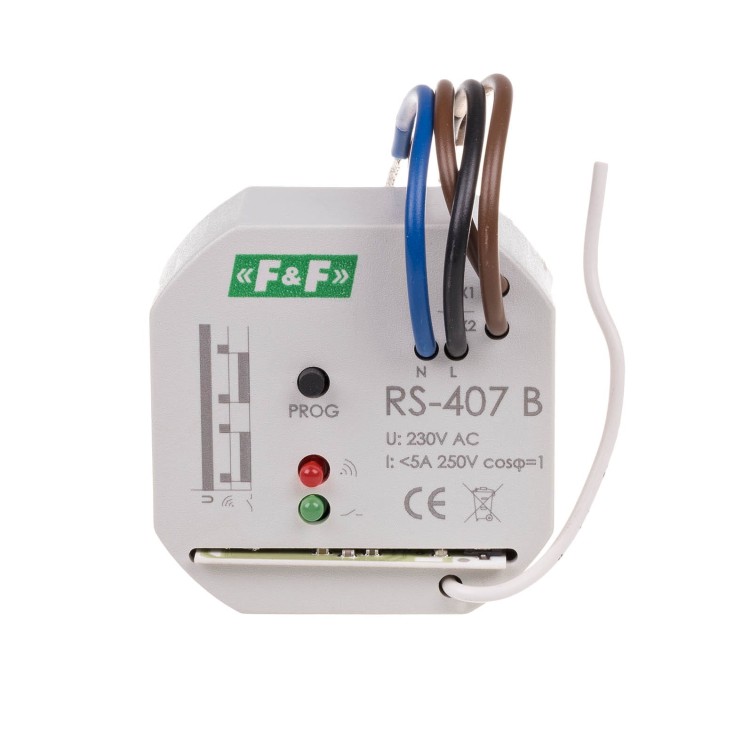 Odbiornik bistabilny; 230V 5A; ; montaż w puszce Ø60 RS-407 B RS-407B F&F