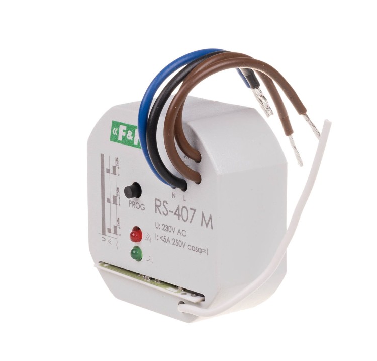 Odbiornik monostabilny; 230V 5A; ; montaż w puszce Ø60 RS-407 M RS-407M F&F