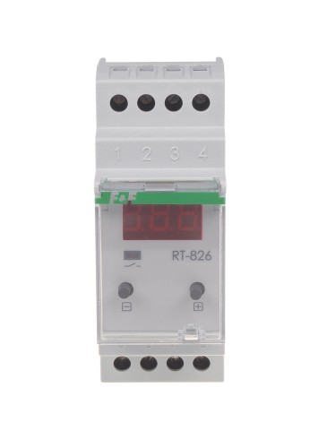 Cyfrowy regulator temperatury -25-130°C z LCD - montaż DIN styk: 1NO 230V AC, bez sondy temp. RT-826 F&F