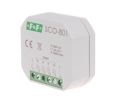 Ściemniacz oświetlenia "bez pamięci",  montaż podtynkowy zasilanie 230V AC 300W SCO-801 F&F