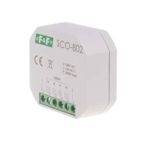 Ściemniacz oświetlenia "z pamięcią" montaż podtynkowy zasilanie 230V AC 300W SCO-802 F&F