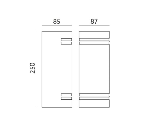 Lampa ogrodowa elewacyjna Kinkiet Zewnętrzny Nowoczesny KELER 2XGU10 INOX 03018 Struhm Ideus 2x GU10 IP44 aluminium metalowa na budynek dwustronna oświetlenie zewnętrzne matowy chrom stal szczotkowana