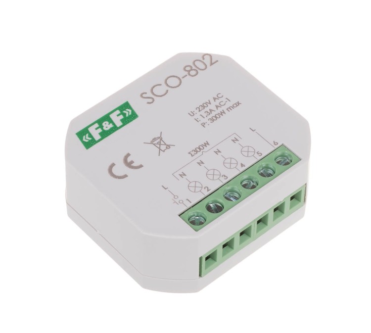 Ściemniacz oświetlenia "z pamięcią" montaż podtynkowy zasilanie 230V AC 300W SCO-802 F&F