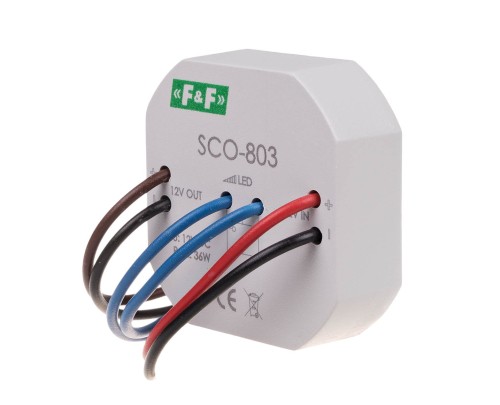 Ściemniacz oświetlenia LED, z "pamięcią", zasilanie 12V DC, 36W, montaż w puszce Ø60 SCO-803 F&F