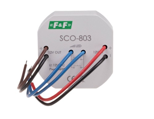 Ściemniacz oświetlenia LED, z "pamięcią", zasilanie 12V DC, 36W, montaż w puszce Ø60 SCO-803 F&F