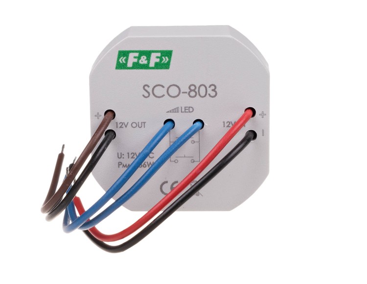 Ściemniacz oświetlenia LED, z "pamięcią", zasilanie 12V DC, 36W, montaż w puszce Ø60 SCO-803 F&F