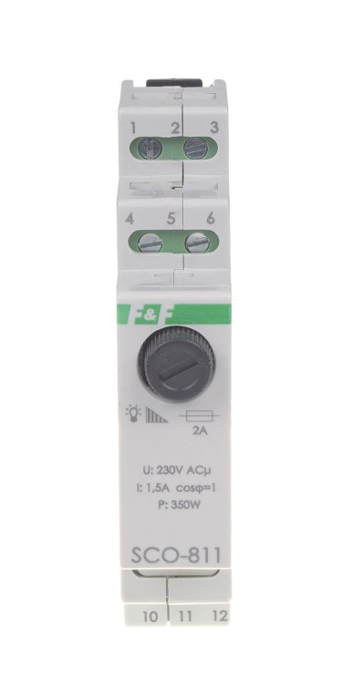 Ściemniacz oświetlenia SCO-811 montaż na szynie DIN zasilanie 230V AC 350W SCO-811 F&F