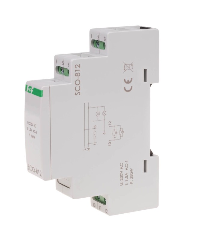 Ściemniacz oświetlenia SCO-812 montaż na szynie DIN zasilanie 230V AC 350W SCO-812 F&F