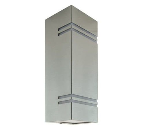 Lampa ogrodowa elewacyjna Kinkiet Zewnętrzny Nowoczesny KELER 2XGU10 INOX 03018 Struhm Ideus 2x GU10 IP44 aluminium metalowa na budynek dwustronna oświetlenie zewnętrzne matowy chrom stal szczotkowana