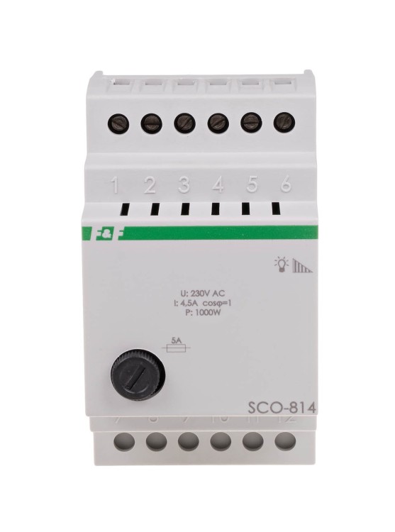 Ściemniacz oświetlenia SCO-814 montaż na szynie DIN zasilanie 230V AC 1000W SCO-814 F&F