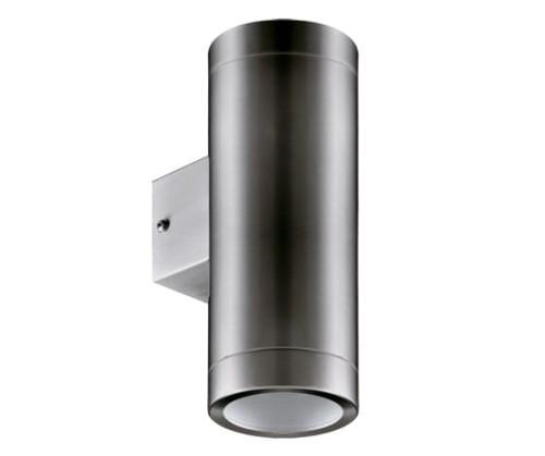 Lampa ogrodowa elewacyjna Kinkiet Zewnętrzny Nowoczesny ASTER 2XGU10 INOX 03016 Struhm Ideus 2x GU10 IP54 nierdzewna metalowa na budynek dwustronna oświetlenie zewnętrzne matowy chrom stal szczotkowana