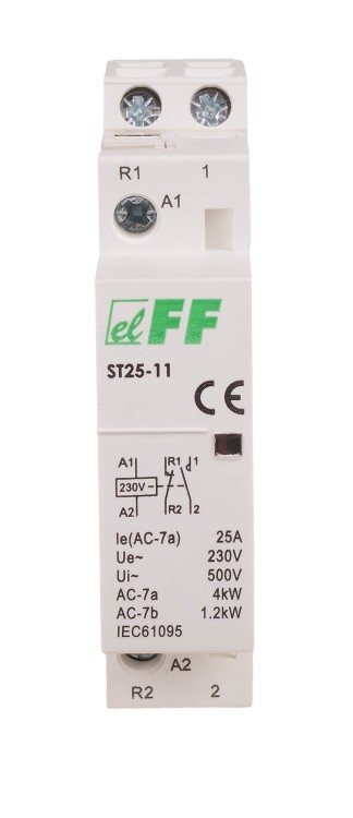 Stycznik modułowy, montaż na szynie, styki 1NO+1NC, 25A ST25-11 F&F