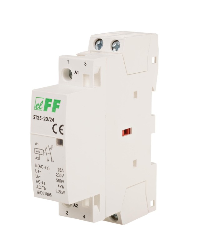 Stycznik modułowy, montaż na szynie, styki 2NO, 25A ST25-20-24V F&F