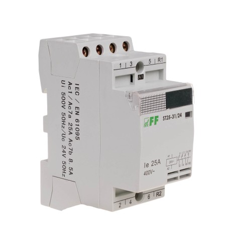 Stycznik modułowy, montaż na szynie, styki 3NO+1NC, 25A ST25-31-24V F&F