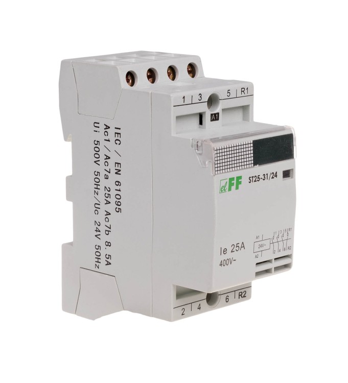 Stycznik modułowy, montaż na szynie, styki 3NO+1NC, 25A ST25-31-24V F&F