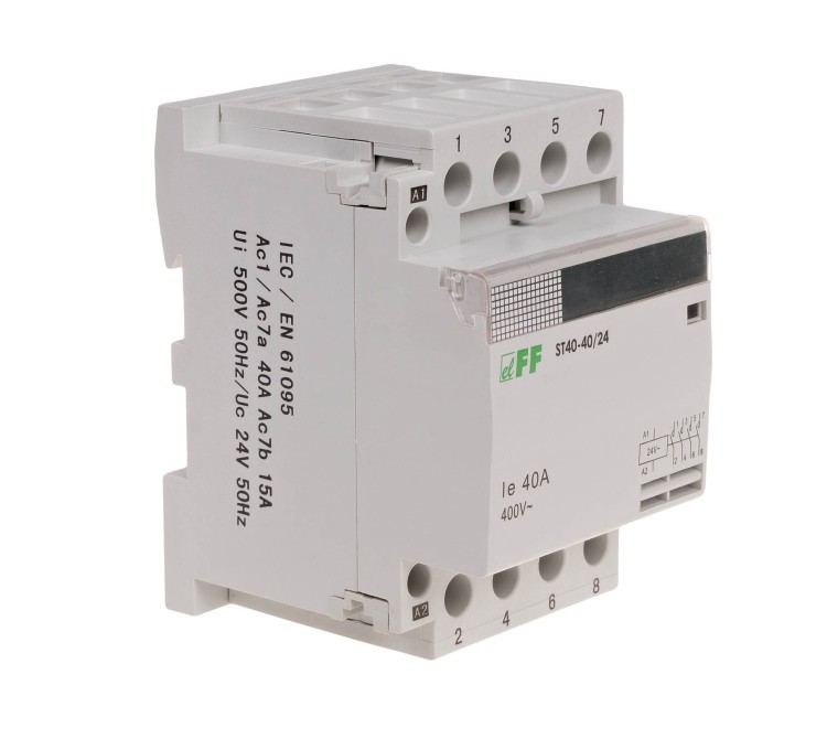 Stycznik modułowy, montaż na szynie, styki 4NO, 40A ST40-40-24V F&F