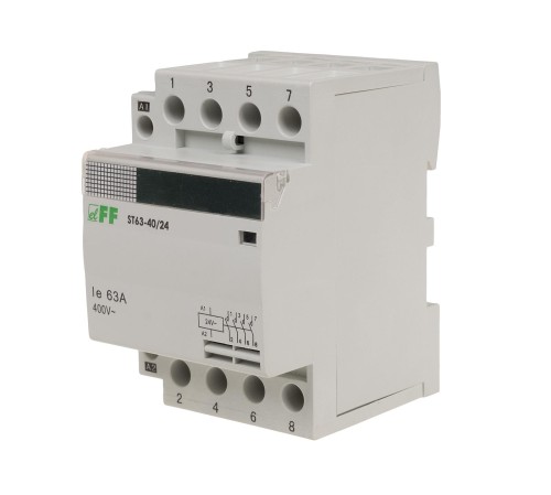 Stycznik modułowy, montaż na szynie, styki 4NO, 63A ST63-40-24V F&F