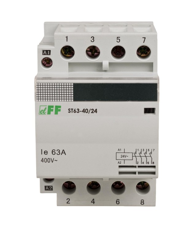 Stycznik modułowy, montaż na szynie, styki 4NO, 63A ST63-40-24V F&F