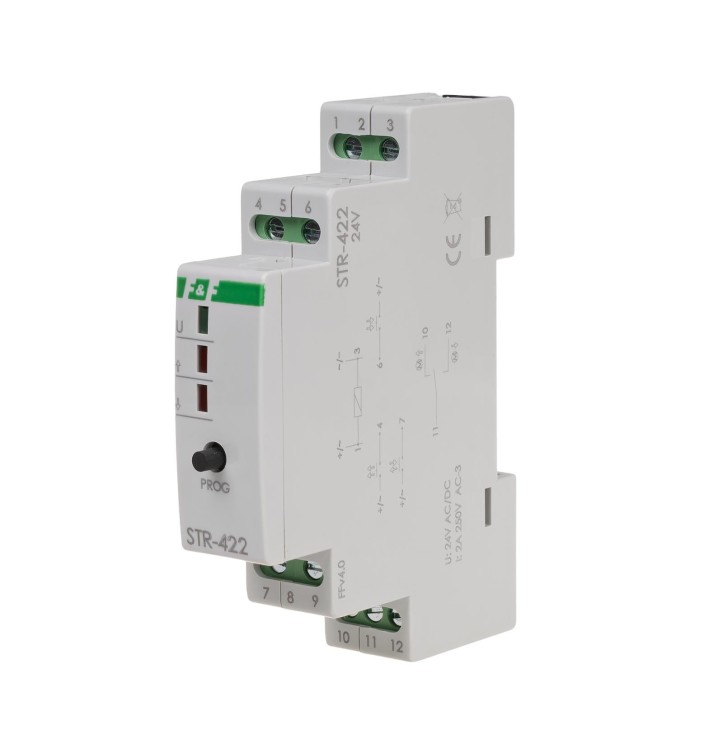 Sterownik roletowy, jednoprzyciskowy STR-422 24V napięcie 24V AC/DC STR-422-24V F&F