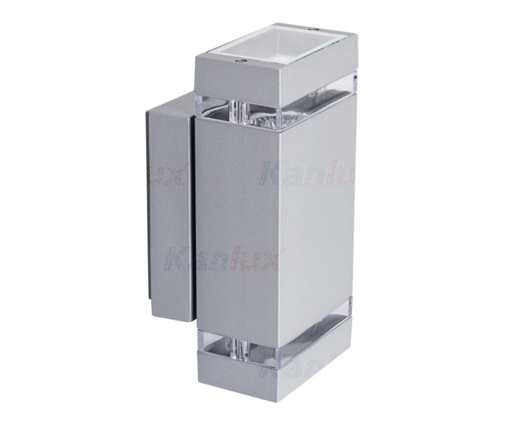 Lampa ogrodowa elewacyjna Kinkiet Zewnętrzny Nowoczesny ZEW EL-235J-GR 22442 Kanlux 2x GU10 IP44 aluminium metalowa na budynek dwustronna oświetlenie zewnętrzne matowy szary