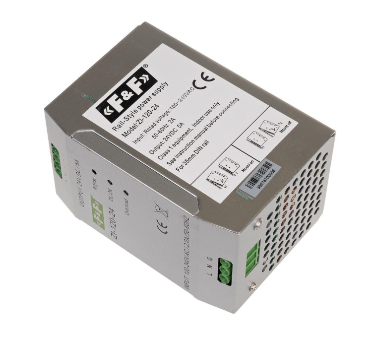 Zasilacz impulsowy przemysłowy nap. wej. 90÷264V AC/120÷370V DC, P=120W nap. Wyj. 24V DC ZI-120-24V F&F