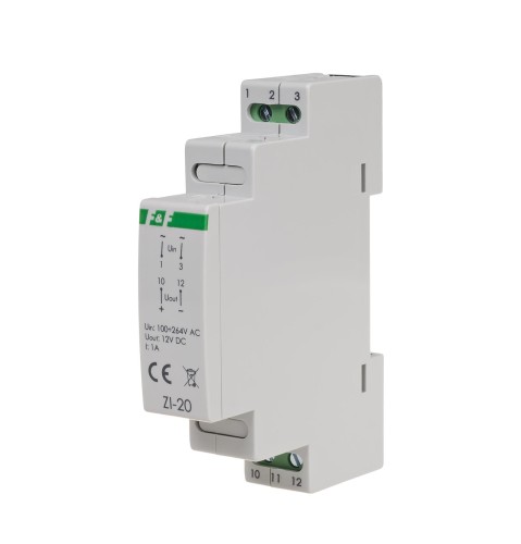 Zasilacz impulsowy ZI-20 12V DC 1,0A ZI-20 F&F