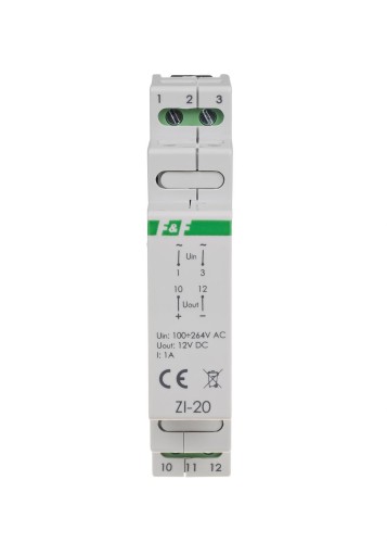 Zasilacz impulsowy ZI-20 12V DC 1,0A ZI-20 F&F