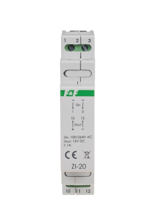 Zasilacz impulsowy ZI-20 12V DC 1,0A ZI-20 F&F
