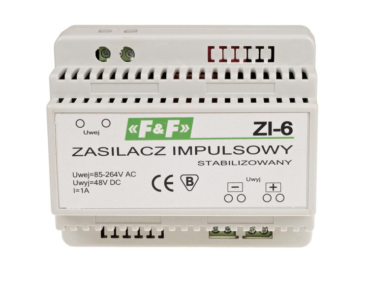 Zasilacz impulsowy 48V DC 1A ZI-6 ZI-6 F&F