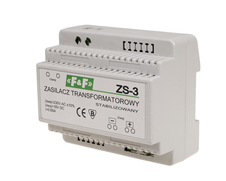 Zasilacz stabilizowany 18V DC 0,66A ZS-3 ZS-3 F&F
