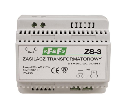 Zasilacz stabilizowany 18V DC 0,66A ZS-3 ZS-3 F&F