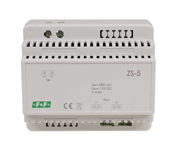 Zasilacz stabilizowany 15V DC 0,8A ZS-5 ZS-5 F&F