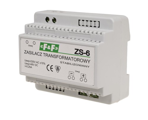 Zasilacz stabilizowany 48V DC 0,25A ZS-6 ZS-6 F&F