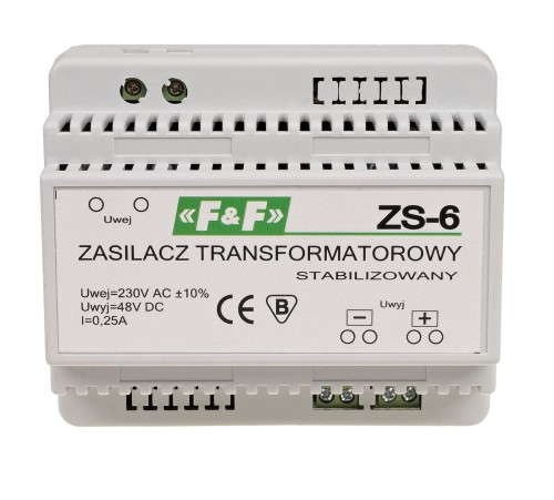 Zasilacz stabilizowany 48V DC 0,25A ZS-6 ZS-6 F&F