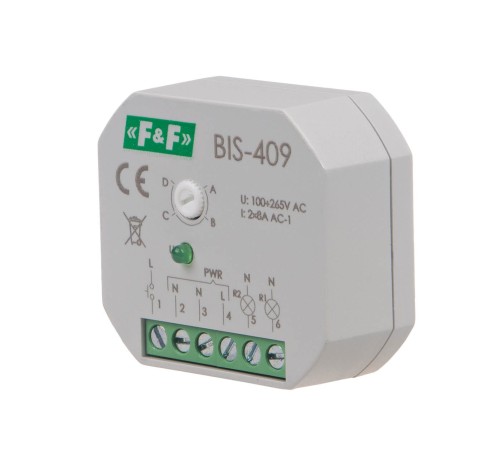 Przekaźnik bistabilny, 4 funkcyjny, podtynkowy, dwa obwody sterowania BIS-409 F&F