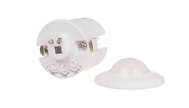 Czujnik ruchu PIR 360°, Un=230V AC, P=300W, montaż sufitowy, biały DR-07 F&F