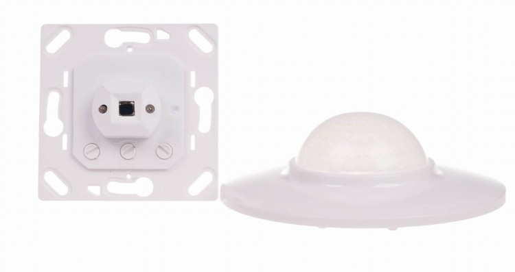 Czujnik ruchu PIR 360º, Un=230V AC, P=1000W, montaż sufitowy i do puszki podtynkowej Ø60, biały DR-08 F&F