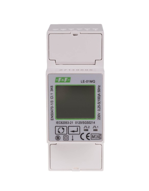 Jednofazowy licznik zużycia energii czynnej i biernej, Modbus RTU, 100(5)A; MID LE-01MQ F&F